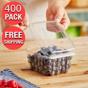400/Case 1 Pint Berry Produce Fruit Basket Molded Container Clamshell Vented Lid - Picture 1 of 4