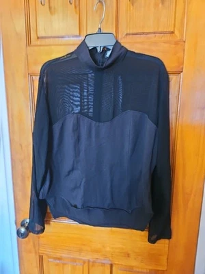SPIEGEL Women’s Black Cotton Blend & Mesh Top And Sleeves Size 3X Stretchable  - Image 1 of 4