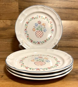 4er SET - AMERIKANISCHER GOBELIN - BLUMEN ÜBERBACKEN - 7 3/4" SALATTELLER - MEXIKO - Bild 1 von 4