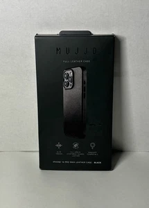MUJJO Apple iPhone 16 Pro Max Full Leather Case BLACK New In Box Vegan Leather - Zdjęcie 1 z 5