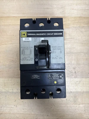 SQUARE D KAL36100 KAL 3 POLE 100 AMP 480v CIRCUIT BREAKER GREY LABEL - Image 1 of 4