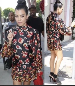 ARYN K. Women's Dark Floral Silk Mini Dress Size XSMALL Silk and Lined - Picture 1 of 11