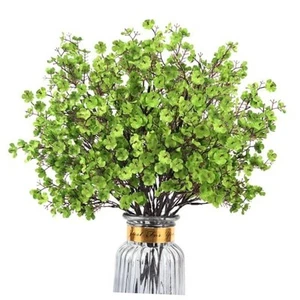 Babys Breath Artificial Flowers Real Touch Fake Flowers Silk 8 Bundles Green - Picture 1 of 8