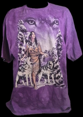  T-shirt The Mountain Dead Stock viola indiani nativi americani occhi di lupo tye 3XL - Immagine 1 di 4