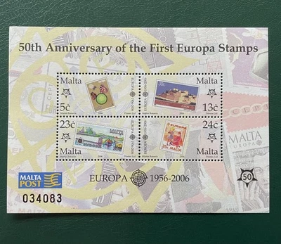 Minishoja de estampillas de Malta x1 2006 estampillas de Europa 50 aniversario buen estado MNH Foto 1 de 2