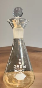 Kimax 250ml Scientific Glassware Erlenmeyer Flask with Stopper 7” - Picture 1 of 8