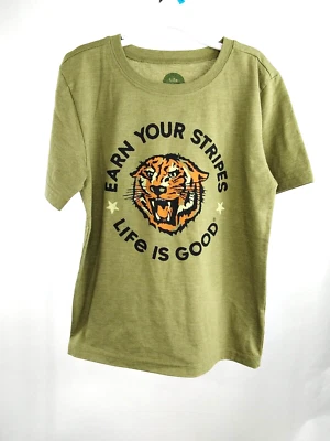 Camiseta Life is Good Boy Manga Corta Genial Gana Tus Rayas Verde Talla 7-8 55180 Foto 1 de 4