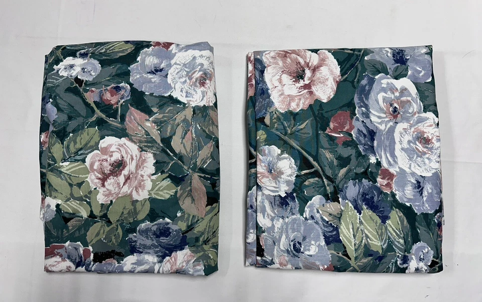 Lote Cortinas Vintage Croscill Hogar Paneles Cortina Cenefa Casa Floral Verde Años 90 Foto 1 de 4