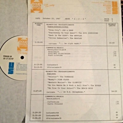 RADIO SHOW 10/23/87 SFX: ARTHUR BROWN, BOBBY DARIN, TORNADOS, BYRDS, BEATLES (2) - Image 1 of 2