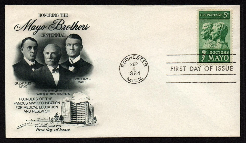 USA, SCOTT # 1251, FLEETWOOD FDC COVER OF 1964 DOCTORS BROTHERS MAYO, MEDICAL - Image 1 of 1