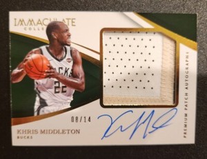 2017-18 Flawless Horizontal Patch Auto Khris Middleton 8/14 AUTO BUCKS Champ