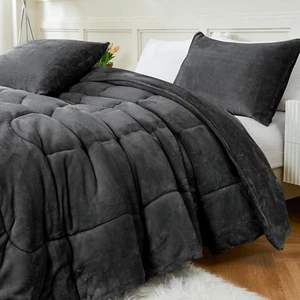 Faux Fur Comforter Set Queen Size, Luxury Ultra Soft Fuzzy Comforter, Fluffy Plu - Picture 1 of 9