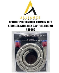 Kit de línea de combustible Spectre Performance Premium 3 ft acero inoxidable flexible 3/8" #29490 - Imagen 1 de 2