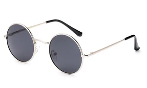 Sunglasses John Lennon Round Hippie Sytle Retro Silver Spring Hinge Frame UV100% - Picture 1 of 7