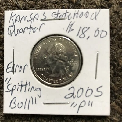 2005 D - Kansas Statehood Quarter Dollar Coin Error Spitting Bull - Image 1 of 3