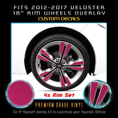 适用于 2012 - 2017 现代 Veloster 18 英寸轮辋 x4 口音贴花缎面哑光镀铬 — 第 1/4 张图片