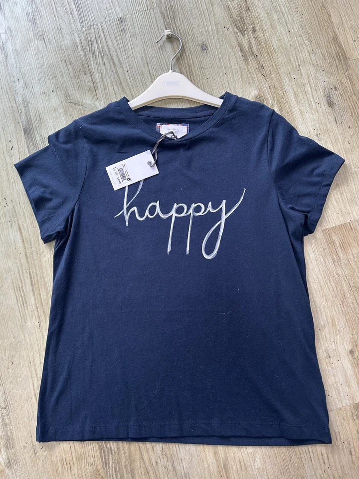 NEXT Ladies Navy ‘Happy’ Pyjama Top Small New - Image 1 of 1