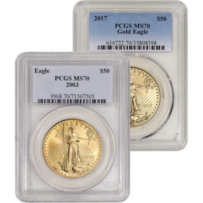 American Gold Eagle 1 oz $50 - PCGS MS70 Random Date and Label - Image 1 of 3