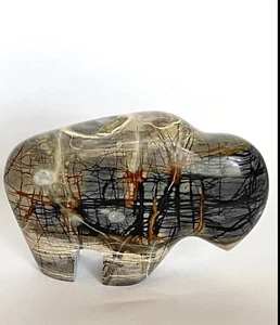 Carved Stone Buffalo Bison Figurine - Picture 1 of 3