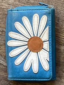 Lavishy Blue Travel Wallet Daisy Lady Bug Zip Pockets Hippy Love Flower - Picture 1 of 6