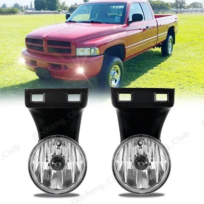 Clear Fog Lights Front Bumper Lamp For 1994-2002 Dodge Ram 1500 2500 3500 w/Bulb - Imagem 1 de 4
