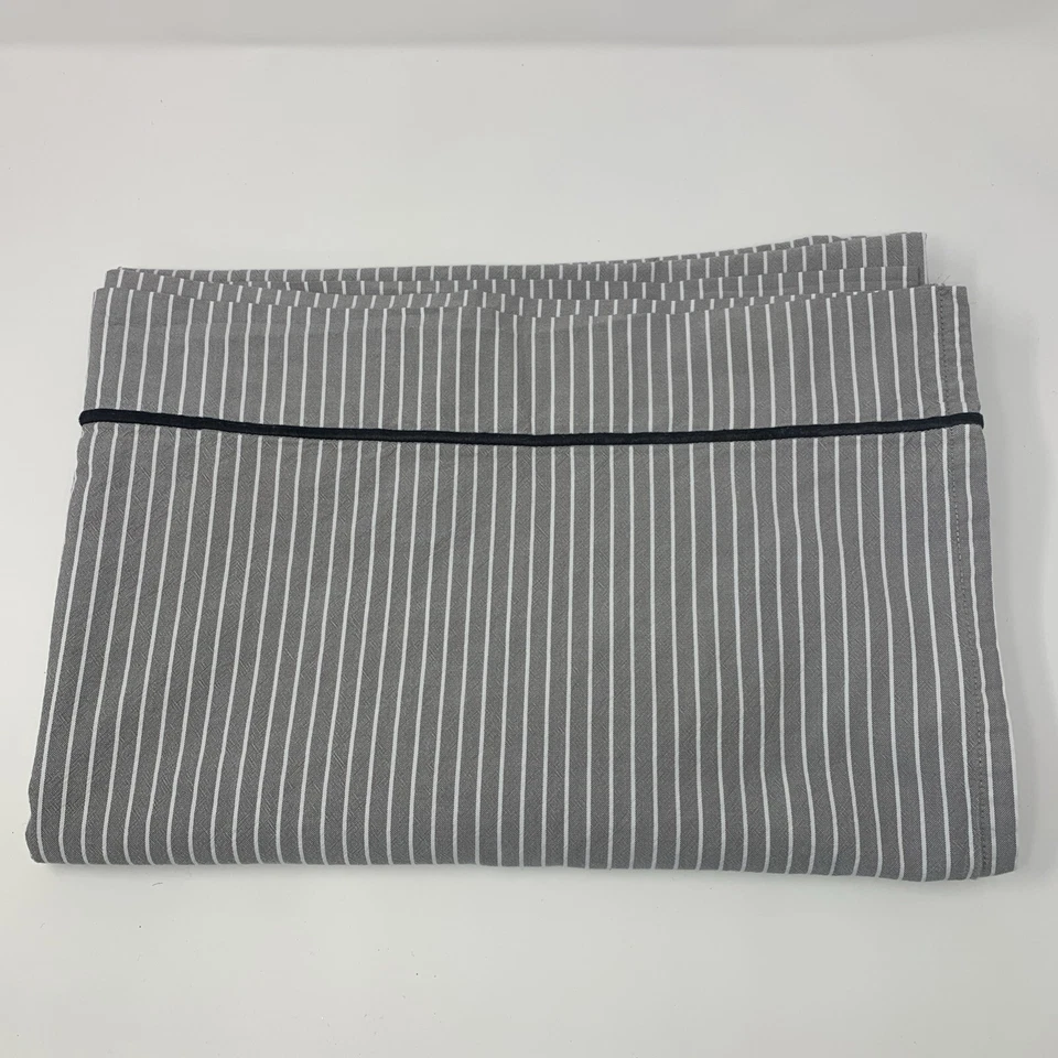 Sábana plana Pottery Barn Teen Oxford a rayas doble X larga gris blanco rayas PBT Foto 1 de 4