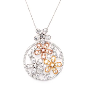 Colgante floral de circonio cúbico de plata esterlina con cadena - Imagen 1 de 6