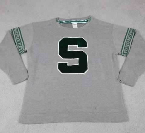 Michigan State Spartans Womens Sweatshirt Large Gray Victoria Secret Pink Cover