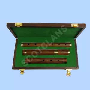 Professionelle irische D-Flöte Shesham Holz natürliche Oberfläche, 4 STCK. mit Hartschale - Bild 1 von 4