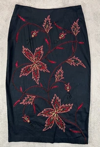 Faldas DOLCE de colección para mujer faldas medianas largas negras rojas con cuentas florales damas - Imagen 1 de 8