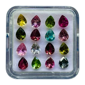 16 Pc Natural Tourmaline 5x4mm Pear Cut Multi Color Loose Gemstones Lot 5.00 Cts - Picture 1 of 8