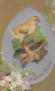 Küken Silber Ei Hartriegel Blumen Ostern Postkarte - Bild 1 von 1