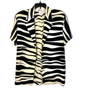 De Colección GENNY por GIANNI VERSACE 100% Seda Top Abierto Topper Cebra Italia Talla EE. UU. 8 - Imagen 1 de 12