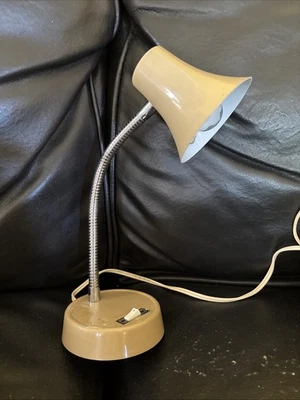 Vintage Underwriters Laboratories Beige Portable Gooseneck Desk Lamp Retro Works - Image 1 of 4