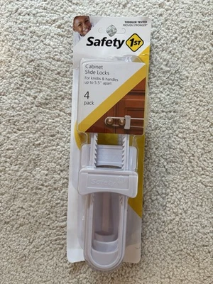 Paquete de 4 cerraduras deslizantes de gabinete de seguridad para perillas y manijas en paquete sellado Foto 1 de 4