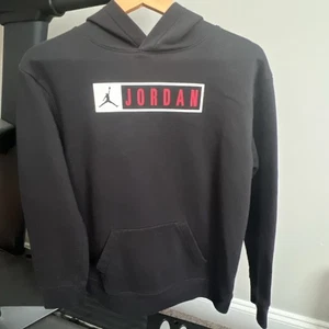 Air Jordan Hooded sweatshirt, boys youth size L large 12-13 Black EUC - Picture 1 of 11