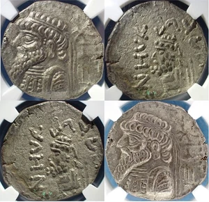 🔥 um 54-32 v. Chr. Kingdom of Elymais (Kamnaskires V) AR Tetradrachme NGC AU (5/5:3/5) - Bild 1 von 16