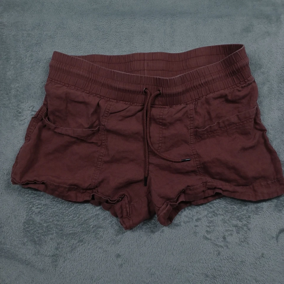 Шорты женские Athleta 12 красные льняные с карманами повседневные на шнурке - Изображение 1 из 4