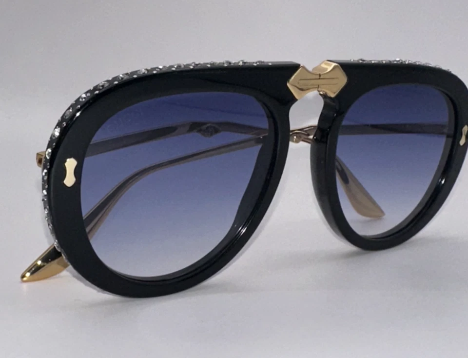 Gucci GG0307S Aviator Women's Sunglasses - Grey Lens/Black Frame