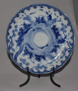 19th C. Meiji era Japanese Blue White Bowl Plate 8" 20 cm by Tominaga Takasozan - Picture 1 of 9
