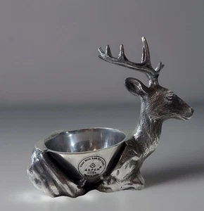 Aspen FIGURAL STAG DEER Cast Aluminum Pewter Snack Bowl Candy Dish Made In India - Picture 1 of 11