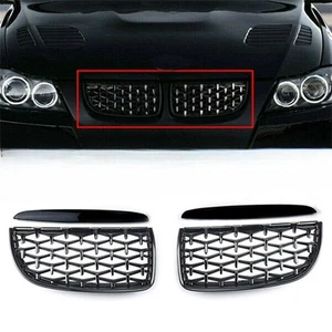 4pcs For 2005-2007 BMW E90 E91 Diamond Gloss Black Front Kidney Grill Grille - Bild 1 von 7