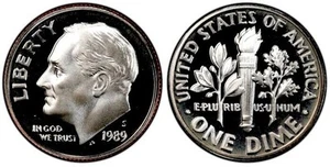 1989 S Roosevelt Dime Clad KM 195a Gem Proof From Proof Set Beautiful - Picture 1 of 1