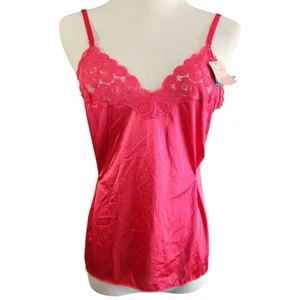 Vintage Vanity Fair Lace Front Pink Camisole Size 34 Pink Red Hot 17764 Lingerie - Picture 1 of 8