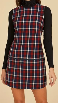 W BY WORTH Mod Plaid Mini Shift Dress XS Heritage Sorority Retro Mod City NWOT - Image 1 of 4