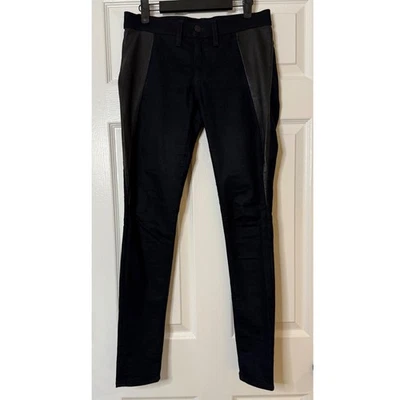 Rag Bone Jean Black Skinny Moto Leather Panel Pants Size 27 - Image 1 of 4