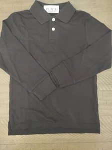 Children's Place Youth 2 Button Long Sleeve Polo Black Small 5/6 - NEW - Picture 1 of 7