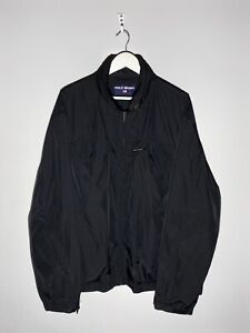 Vintage 90er Jahre Polo Sport Ralph Lauren schwarz Nylon Herrenjacke mit durchgehendem Reißverschluss Größe XXL