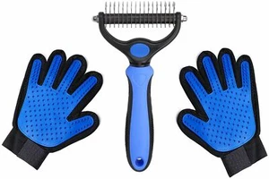 2In1 Pet Glove For Dog Cat Animal Comb Hair Remove Brush Grooming Massage Rake - Picture 1 of 12