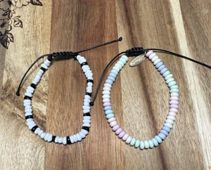 Juego de 2 brazaletes con cuentas de saqueo de joyería multicolores - Imagen 1 de 2